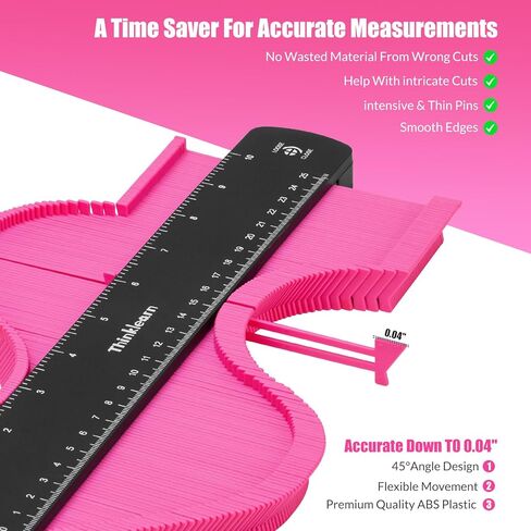 هدية عيد الميلاد للنساء والأم والزوجة - مقياس محيطي 10+6 بوصة، أداة قياس محيطية وردية مع قفل، مثالية لصيانة المنزل بنفسك، أداة تحديد الخطوط العريضة لوضع بلاط السجاد على الأرضيات الخشبية in Kuwait