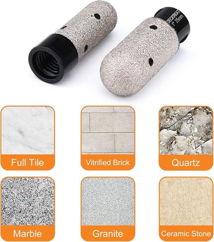 1-3/8 Inch Diamond Finger Milling Bits Ball End, 35mm Dry Core Drill Bit with 5/8-11 Thread and 3/8" Hex Adapter for Angle Grinders and Drills to Enlarge, Shape Holes in Porcelain Tile Ceramic Granite in Saudi Arabia