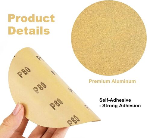 Premium 6 Inch PSA Sanding Discs 100 PCS Aluminum Oxide Sandpaper with Sticky Back 180 Grit Self Adhesive Sandpaper Roll for Orbital Sander in Saudi Arabia