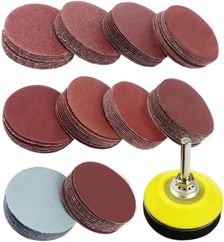 100 Pieces 2 Inch Sanding Discs, 80-3000 Grit Sandpaper with 1/4" Shank Backing Plate and Soft Foam Buffering Pad, for Drill Grinder Tool, Hook & Loop Sand Paper Assortment Pack in Saudi Arabia
