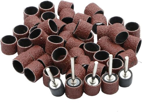 50PCS Sanding Bands Sleeves 60 Grit& 5 Mandrels Electric Grinding Polishing Sandpaper Circle Sand Ting in Saudi Arabia