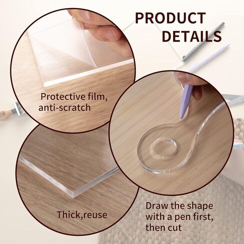 JIAHMOIUG 1 زوج كامل التعشيش الاكريليك لوحة Charcuterie مقبض قالب واضح متعرج الزاوية مقبض قطع المجلس تتبع النجارة جهاز التوجيه قالب قطع دليل الأدوات in Kuwait