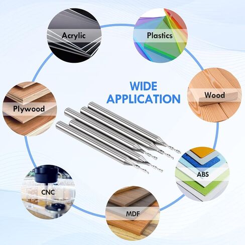 HQMaster لقمة قطع 1/8 بوصة ساق لأسفل لولبية CNC لقم التوجيه نهاية مطحنة كربيد التنجستين مجموعة 5 قطع (3.175 مم) in Kuwait