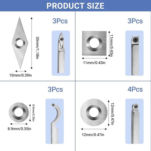 29 قطعة من أدوات مخرطة الكربيد، مجموعة أدوات قطع التنغستن، أدوات تحويل الخشب للمخرطة، تتضمن 11 مم مربع مع نصف قطر، 12 مم و8.9 مم دائرية، 30 × 10 مم ألماس، مفاتيح ربط، براغي in Kuwait