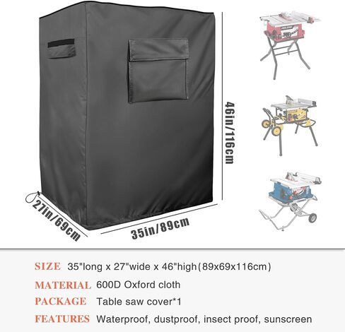600D Table Saw Cover for Stands, Water Resistant, 35 x 27 x 46 in | Durable 600D fabric and adjustable drawstring help keep saws with stands cleaner in garages, workshops, sheds, and jobsites. in Saudi Arabia