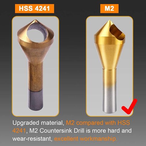 ATOPLEE Countersink Chamfer Tool,4pcs 90 Degree High Speed Steel Countersink Bits for Wood,Metal, Fiberboard, Plywood, Plastic, PVC,Size 2-5,5-10,10-15,15-20mm in Saudi Arabia