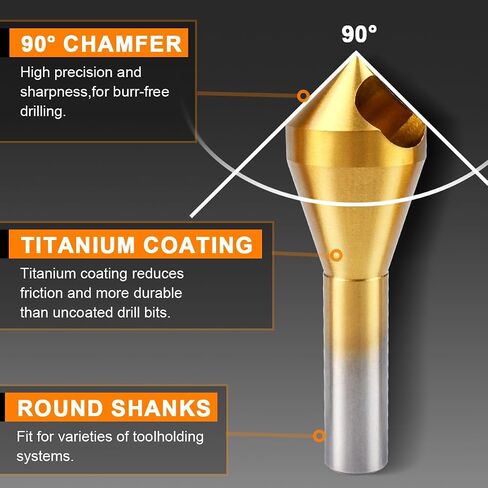 ATOPLEE Countersink Chamfer Tool,4pcs 90 Degree High Speed Steel Countersink Bits for Wood,Metal, Fiberboard, Plywood, Plastic, PVC,Size 2-5,5-10,10-15,15-20mm in Saudi Arabia