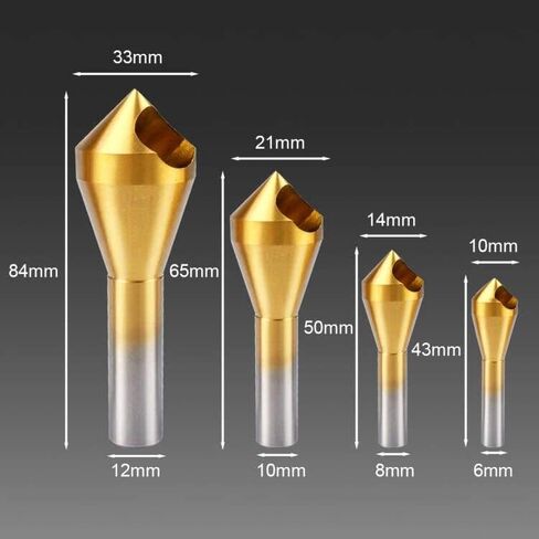 ATOPLEE Countersink Chamfer Tool,4pcs 90 Degree High Speed Steel Countersink Bits for Wood,Metal, Fiberboard, Plywood, Plastic, PVC,Size 2-5,5-10,10-15,15-20mm in Saudi Arabia