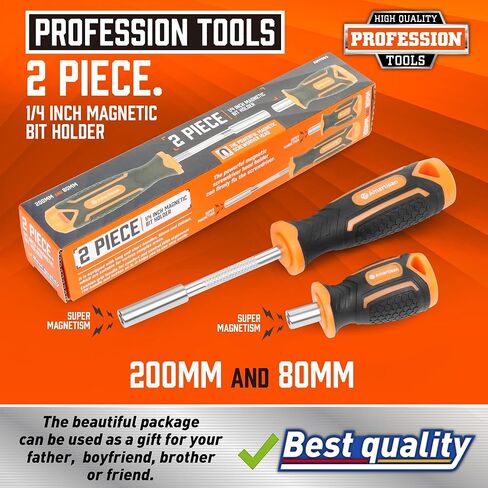 Amartisan 2-Piece 1/4" Bit Driver Magnetic Screwdriver Bit Holder, 200mm and 80mm Long, Screwdriver Handle for Magnet Tip in Kuwait