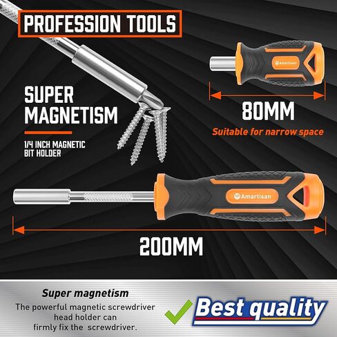 Amartisan 2-Piece 1/4" Bit Driver Magnetic Screwdriver Bit Holder, 200mm and 80mm Long, Screwdriver Handle for Magnet Tip in Kuwait