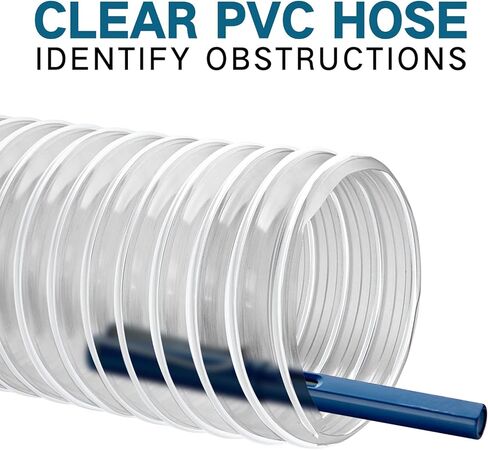 خرطوم تجميع الغبار PVC مقاس 2 1/2 بوصة مقاس 20 بوصة، خرطوم تجميع الغبار PVC المقاوم للثقب مع ملف أسلاك من الفولاذ الكربوني، خرطوم تجميع الأبخرة PVC الثقيل الشفاف المرن لأنظمة جمع الغبار ومنفذين 1/2 بوصة in Kuwait