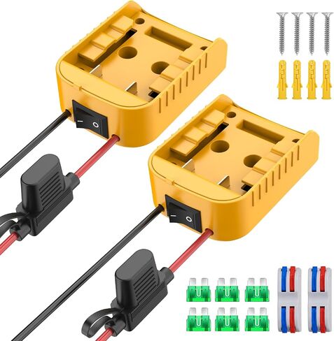 Power Wheel Adapter Compatible with Dewalt 20V Battery Converter Kit | Battery Adapter with Switch & Fuse, Wire Terminals, 12 AWG Wire, For DIY RC Car Toys Robotics in Saudi Arabia