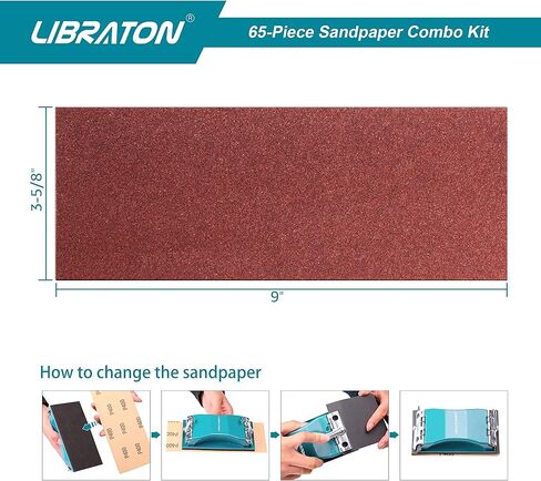 ورق صنفرة 65 قطعة، ورق صنفرة، تشكيلة ورق صنفرة 80/120/400/600 حبيبة، ورق صنفرة متنوع للخشب، إسفنجات سنفرة، مقبض صنفرة، أوراق صنفرة ثقيلة للخشب والمعادن والصنفرة الرطبة والجافة in Kuwait