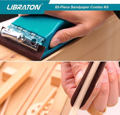 ورق صنفرة 65 قطعة، ورق صنفرة، تشكيلة ورق صنفرة 80/120/400/600 حبيبة، ورق صنفرة متنوع للخشب، إسفنجات سنفرة، مقبض صنفرة، أوراق صنفرة ثقيلة للخشب والمعادن والصنفرة الرطبة والجافة in Kuwait