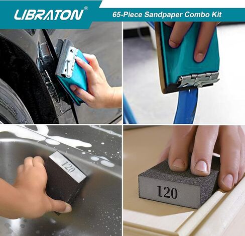 ورق صنفرة 65 قطعة، ورق صنفرة، تشكيلة ورق صنفرة 80/120/400/600 حبيبة، ورق صنفرة متنوع للخشب، إسفنجات سنفرة، مقبض صنفرة، أوراق صنفرة ثقيلة للخشب والمعادن والصنفرة الرطبة والجافة in Kuwait