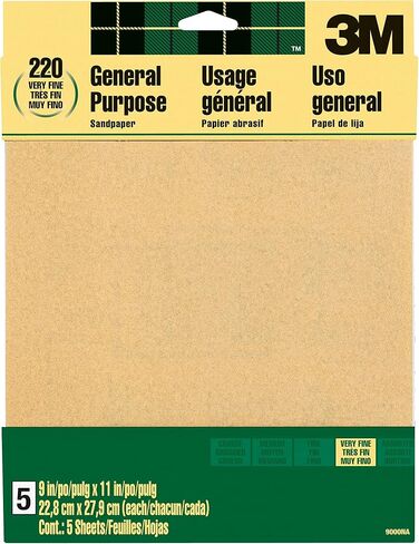 3M Sandpaper, 60 Grit, 4 Sheets, 9 in x 11 in, Sands Paint, Wood & Metal, Great For General Purpose Sanding, Coarse Aluminum Oxide Sand Paper (9003NA-20) in Kuwait