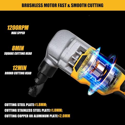 قضم معدني لاسلكي من Mellif لبطارية Dewalt 20 فولت بحد أقصى، 18 مقياسًا بدون فرش للطاقة الكهربائية من صفائح معدنية من الفولاذ لقطع الفولاذ المقاوم للصدأ والألومنيوم (البطارية غير متضمنة) in Kuwait