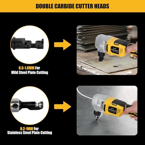 قضم معدني لاسلكي من Mellif لبطارية Dewalt 20 فولت بحد أقصى، 18 مقياسًا بدون فرش للطاقة الكهربائية من صفائح معدنية من الفولاذ لقطع الفولاذ المقاوم للصدأ والألومنيوم (البطارية غير متضمنة) in Kuwait