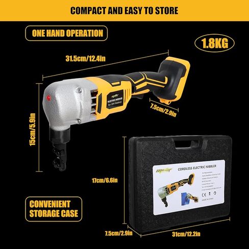 قضم معدني لاسلكي من Mellif لبطارية Dewalt 20 فولت بحد أقصى، 18 مقياسًا بدون فرش للطاقة الكهربائية من صفائح معدنية من الفولاذ لقطع الفولاذ المقاوم للصدأ والألومنيوم (البطارية غير متضمنة) in Kuwait