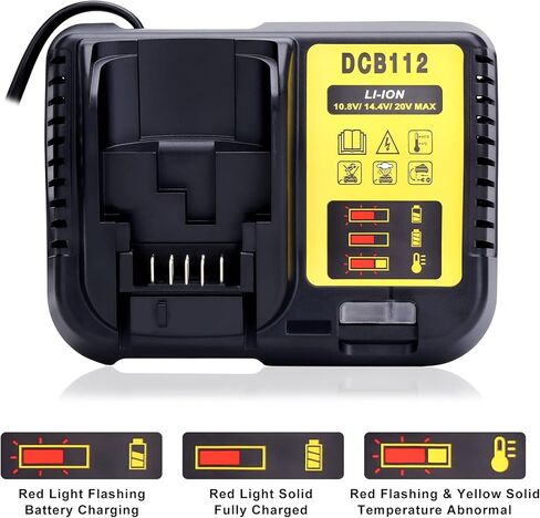 شاحن بطارية Yongcell 12V-20V و60V MAX بديل لشاحن DCB112 DCB115 DCB118 DCB107 متوافق مع بطارية ليثيوم 20V 60V MAX DCB206 DCB120 in Kuwait