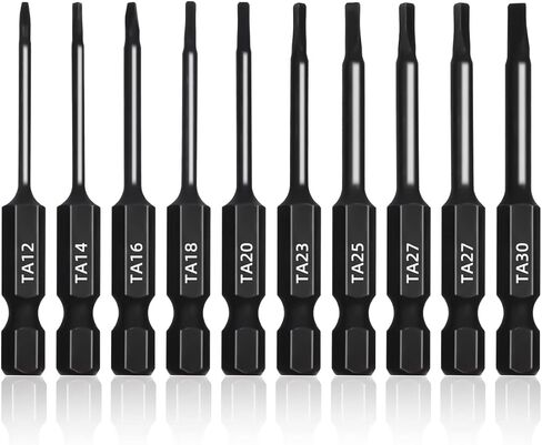 مجموعة رؤوس مثقاب مثلثة (10 قطع - رؤوس مغناطيسية بطول 2.3 انش) بمقاسات مفك البراغي المثلث التالية: TA12، TA14، TA16، TA18، TA20، TA23، TA25، TA27 (x2)، TA30 in Kuwait