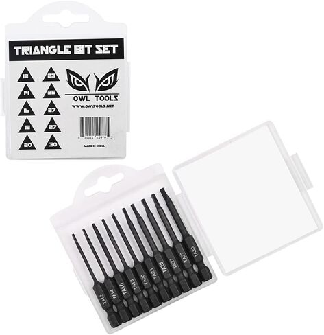 مجموعة رؤوس مثقاب مثلثة (10 قطع - رؤوس مغناطيسية بطول 2.3 انش) بمقاسات مفك البراغي المثلث التالية: TA12، TA14، TA16، TA18، TA20، TA23، TA25، TA27 (x2)، TA30 in Kuwait