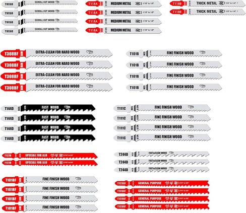 FOXBC Jigsaw Blades Set Multi-Purpose for Cutting Wood & Metal, T-Shank Jig Saw Blades - 40 Pack in Saudi Arabia