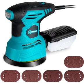 ماكينة صنفرة مدارية عشوائية PHIRAH 2.5 أمبير مع 16 قطعة من ورق الصنفرة 13000 دورة في الدقيقة 6 سرعات 300 واط ماكينة سنفرة كهربائية مدارية عشوائية قوية 5 بوصات أداة صنفرة يدوية نظام جمع الغبار عالي الأداء in Kuwait