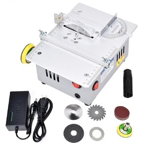 منشار طاولة هواية صغير من NovelLife مع مقياس ميتري، شفرة منشار دائرية من سبائك الفولاذ HSS مقاس 3 بوصة، وسادة تلميع، مصدر طاقة 96 وات للحرف اليدوية الخشبية المصنوعة يدويًا، قطع لوحة الدوائر المطبوعة in Kuwait