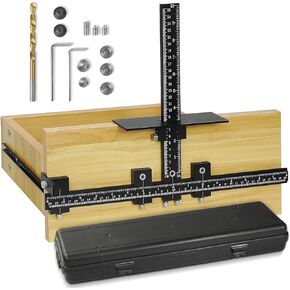 Cabinet Hardware Jig, Cabinet Hardware Template, Cabinet Handle Template Tool, Drill Guide for Installing Handles, Knobs on Doors and Drawer Pull with Upgrade Box (Black)