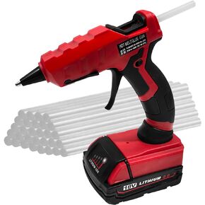 مسدس صمغ ساخن لاسلكي ببطارية 2 أمبير، مناسب لبطارية ليثيوم أيون ميلووكي M18 18 فولت، للفنون والحرف اليدوية والإصلاحات، مسدس صمغ سريع التسخين لمدة 30 ثانية مع 30 قطعة من أعواد الصمغ (7 * 150 مم) in Kuwait