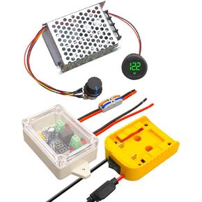 Power Wheels Battery Adapter Converter Kit Compatible with DeWalt 18V 20V Battery, Battery Converter Kit with DC Low Voltage Protection with Protective Shell, with Voltage Display and Fuse Terminal