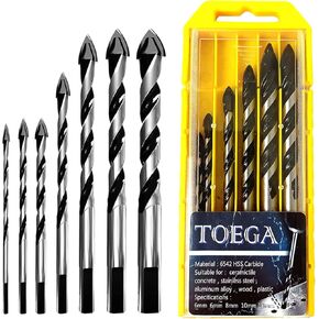 TOEGA 5 قطع من رؤوس الثقب الخرسانية، مجموعة رؤوس مثقاب البناء، للبلاط والطوب والأسمنت والخرسانة والزجاج والبلاستيك وكتل السندر والخشب وما إلى ذلك، الأفضل للبلاط السيراميكي للجدار الخرساني والطوب in Kuwait