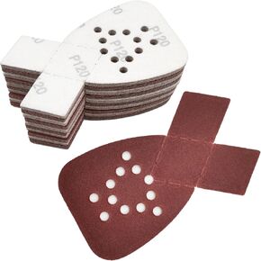 MFBJXC 50PCS Mouse Sander Sandpaper with Extra 2 Tips for Replacement Detail Sander Sanding Pads 12 Holes Hook and Loop Black and Decker Mouse Sander Pads