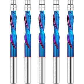 Jiiolioa SX2133 لولبية فلوش تريم راوتر بت 1/4 بوصة عرقوب حتى قطع سوليد كربيد CNC راوتر بت 1/4 "x1-3/8" x1/4 "x3" in Kuwait