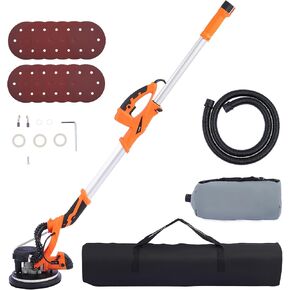 ماكينة صنفرة الحوائط الجافة الكهربائية بقوة 850 واط من ZELCAN مع مجمع غبار فراغ، ورأس دوار قابل للتمديد ومتغير 5 سرعات LED وآلة طحن حائط عالية الوضوح و12 قرص سنفرة in Kuwait