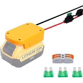 Power Wheels Adapter Compatible with Dewalt 20V Battery with Fuse & Wire Terminals，Work with 20V DCB205 DCB206 DCB200 Lithium Battery Converter for Rc Car,Robotics,Rc Truck,DIY Use