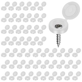Aleric 100pcs Screw Caps, 6mm ID Plastic Hinged Screw Cover Caps, Folding Shutter Screw Covers Cap Snap Washer Covers Flip Tops for Covering Screw Heads, Screw Protection Caps (Large, Black)