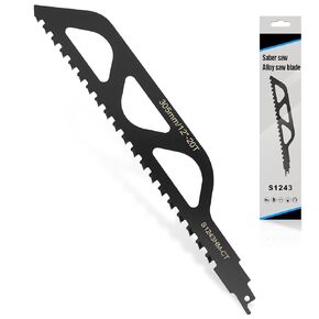 Reciprocating Saw Blade, 2 TPI Teeth Tipped Cutting Recip Saw Blade, Demolition Masonry Hard Alloy Tungsten Carbide Saw Blades for Cutting Brick, Porous Concrete, Cinder Block, Wood (12"/305mm)