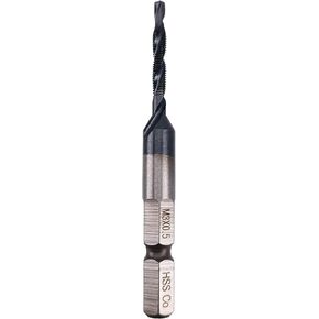 Hymnorq HSS 4341 Imperial 2-in-1 Combination Drill and Tap Bit Set Fractional 1/8 to 3/8 Inch with 1/4 Inch Hex Shank and Spiral Flute Tapping Tool Set Kit Hand Tool of 6pcs