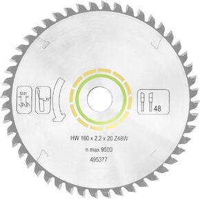 495377 491952 for festool Track Saw Blade 160mm（6 1/4"）, 2.2mm, 20mm, 48T, ATB Fit for festool TS 55, TSC 55, ATF 55 E, HK 55, HKC 55 Track Saw Plunge Cut Saws 2-Year Warranty