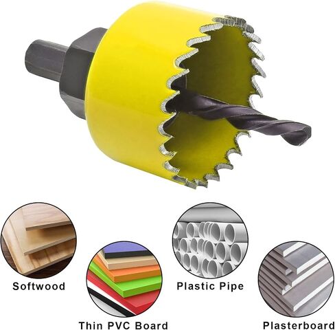 Aracombie 4PCS 1-1/4 Inch to 2-1/8 Inch Hole Saw Kit for Wood, 1.2 Inch Cutting Depth Hole Cutter Drill Bit with Mandrel, Round Hole Saw Set for Cornhole Boards Plastic Drywall Soft Metal (Black) in Saudi Arabia