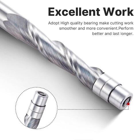 لقم توجيه Turnextte Up Cut Spiral Flush Trim، قطر القطع 1/4 بوصة وطول القطع 1-1/8 بوصة، مطحنة نهاية كربيد عرقوب 1/4 بوصة لتقليم الأعمال الخشبية in Kuwait