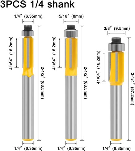 مجموعة لقم توجيه WSOOX مكونة من 3 قطع مع ساق 1/4 بوصة، ورؤوس قطع ثلاثية الجوانب مع محمل سفلي من الكربيد ذو حواف متدفقة من الكربيد. in Kuwait