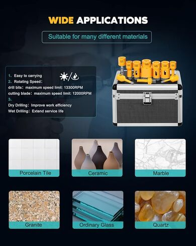 الماس الأساسية لقم الحفر مجموعة بلاط ثقب المنشار عدة 7 قطعة 25/35/45/65/75 مللي متر مثقاب 20 مللي متر إصبع بت 50 مللي متر الميلا الشطب بت 2 قطعة 5 ''قطع شفرة لطاحونة زاوية الخزف السيراميك الرخام الطوب الخرسانة in Kuwait