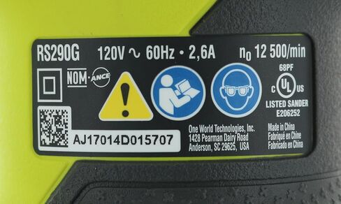 Ryobi RS290G 2.6 Amp 12,500 OPM Single Speed 5 Inch Hook and Loop Corded Random Orbit Sander w/ 3 Pads and Dust Bag in Saudi Arabia