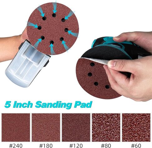 ماكينة صنفرة مدارية عشوائية PHIRAH 2.5 أمبير مع 16 قطعة من ورق الصنفرة 13000 دورة في الدقيقة 6 سرعات 300 واط ماكينة سنفرة كهربائية مدارية عشوائية قوية 5 بوصات أداة صنفرة يدوية نظام جمع الغبار عالي الأداء in Kuwait