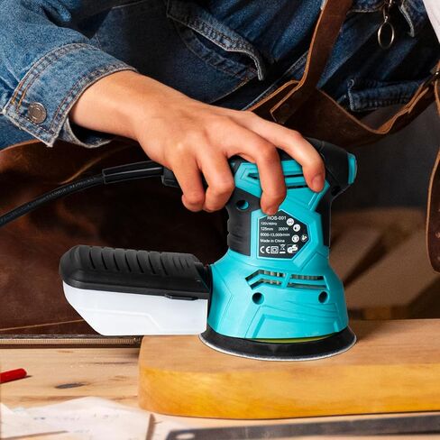 ماكينة صنفرة مدارية عشوائية PHIRAH 2.5 أمبير مع 16 قطعة من ورق الصنفرة 13000 دورة في الدقيقة 6 سرعات 300 واط ماكينة سنفرة كهربائية مدارية عشوائية قوية 5 بوصات أداة صنفرة يدوية نظام جمع الغبار عالي الأداء in Kuwait