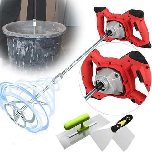 خلاط أسمنت QMCAHCE، خلاط خرسانة كهربائي محمول بقوة 2100 وات، خلاط ملاط ​​محمول 110 فولت مع 6 سرعات قابلة للتعديل، لخلط الأسمنت والطين وطلاء الطلاء والملاط والأعلاف in Kuwait