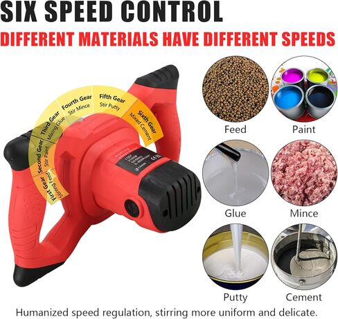 خلاط أسمنت QMCAHCE، خلاط خرسانة كهربائي محمول بقوة 2100 وات، خلاط ملاط ​​محمول 110 فولت مع 6 سرعات قابلة للتعديل، لخلط الأسمنت والطين وطلاء الطلاء والملاط والأعلاف in Kuwait